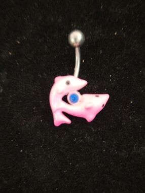Pink Dolphin Navel Belly Ring